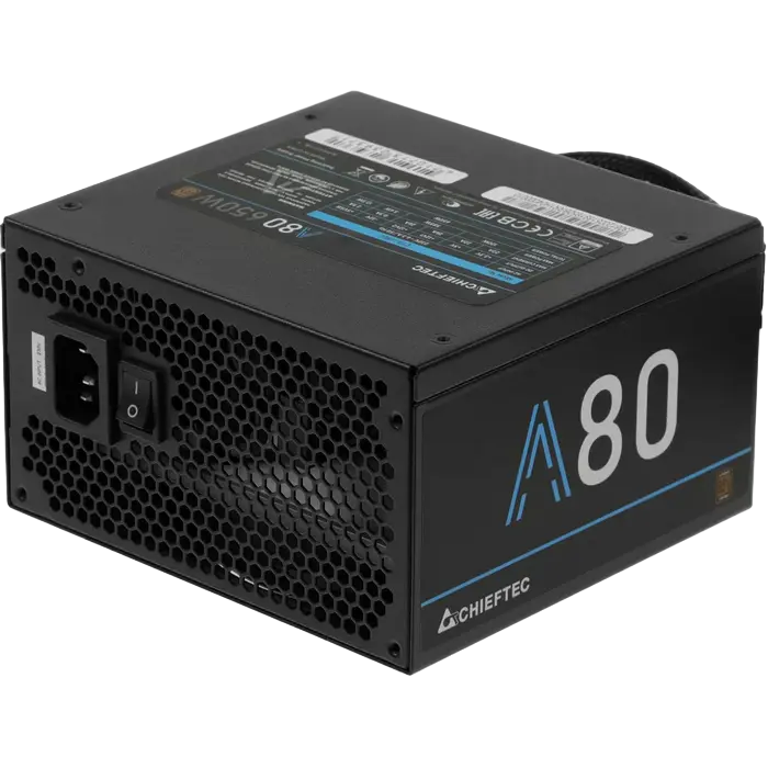 Power Supply ATX 650W Chieftec A-80 CTG-650C, 85+, 120mm, Active PFC, Semi-modular, Black