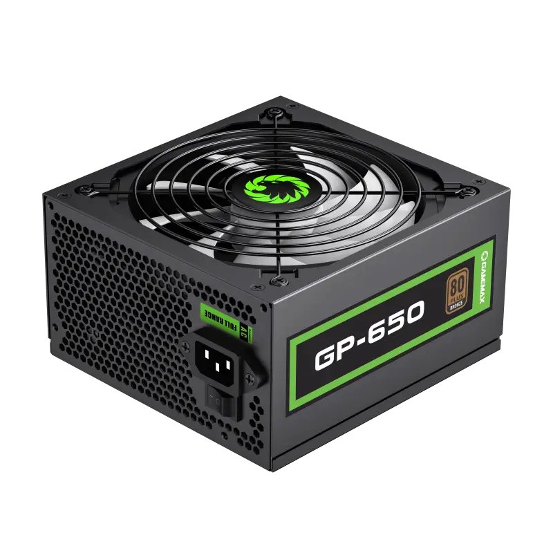 Power Supply ATX 650W GAMEMAX GP-650, 80+ Bronze, 140mm, Active PFC, DC/DC, Flat cable design, Black