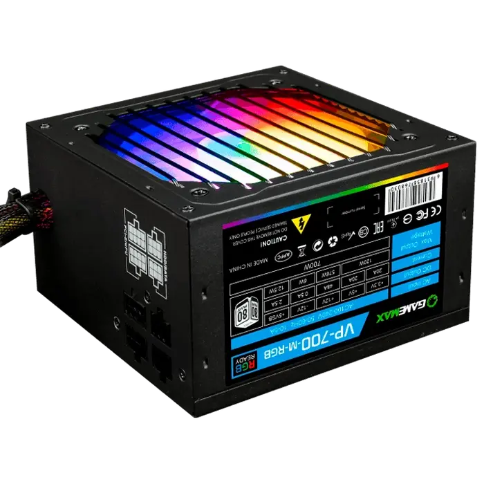 Power Supply ATX 700W GAMEMAX VP-700-RGB-M, 80+ Bronze, 120mm RGB, Active PFC, Fanless mode, Semi-mo