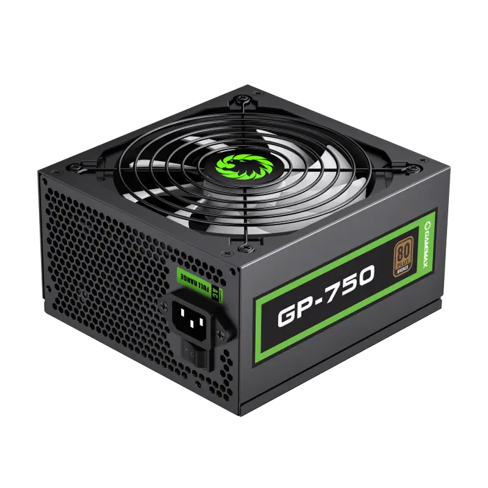 Power Supply ATX 750W GAMEMAX GP-750, 80+ Bronze, 140mm, Active PFC, DC/DC, Flat cable design, Black