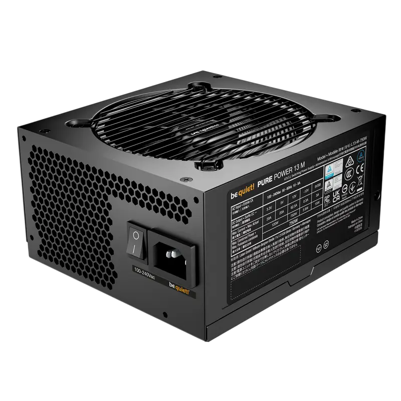 be quiet! Power Supply ATX 750W be quiet! PURE POWER 13 M, 80+ Gold, 120mm, Active PFC, SR+LLC+DC/DC, ATX 3.1
