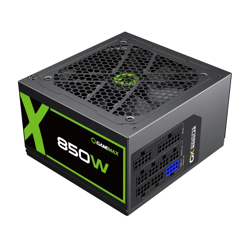 Power Supply ATX 850W GAMEMAX GX-850, 80+ Gold, 120mm, Active PFC, LLC+DC/DC, Temperature control fa