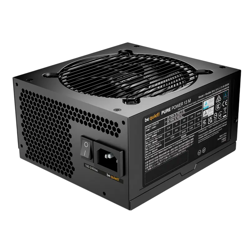 be quiet! Power Supply ATX 850W be quiet! PURE POWER 13 M, 80+ Gold, 120mm, Active PFC, SR+LLC+DC/DC, ATX 3.1