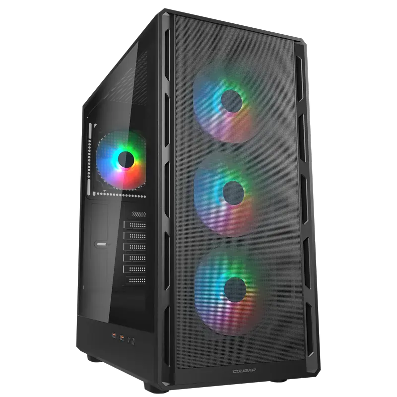 Case ATX Cougar Airface Pure RGB w/o PSU 3x120front 1x120rear RGB fixed Tempered Glass LED controlle