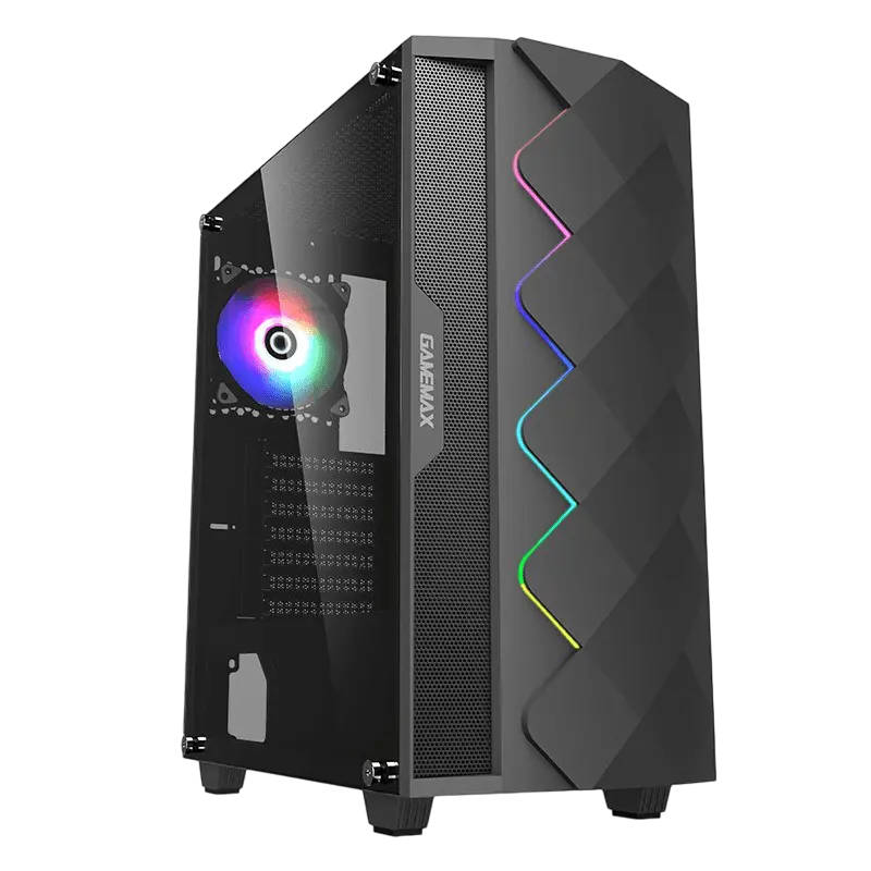 Case ATX GAMEMAX Diamond COC, w/o PSU, 0.5mm, 1x120mm ARGB, 1x140mm, ARGB Hub, Front Mesh+LED strip