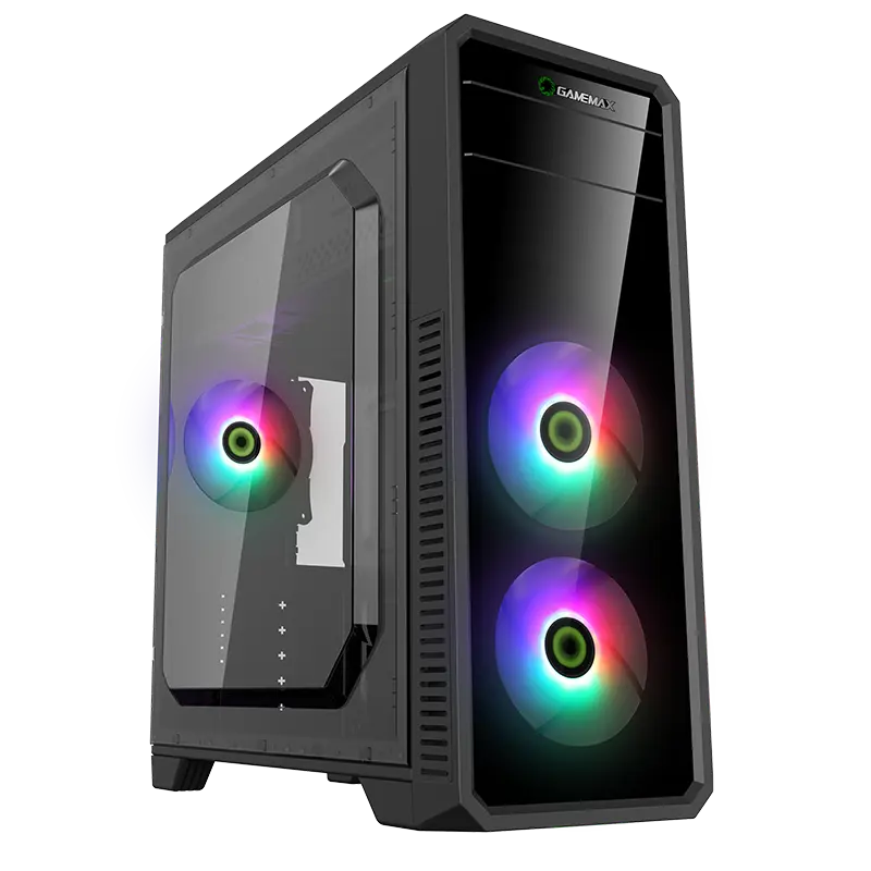 Case ATX GAMEMAX G561-FRGB, w/o PSU, 0.5mm, 3x120mm FRGB fans, Full Transparent panel, 1xUSB3.0, 2xU