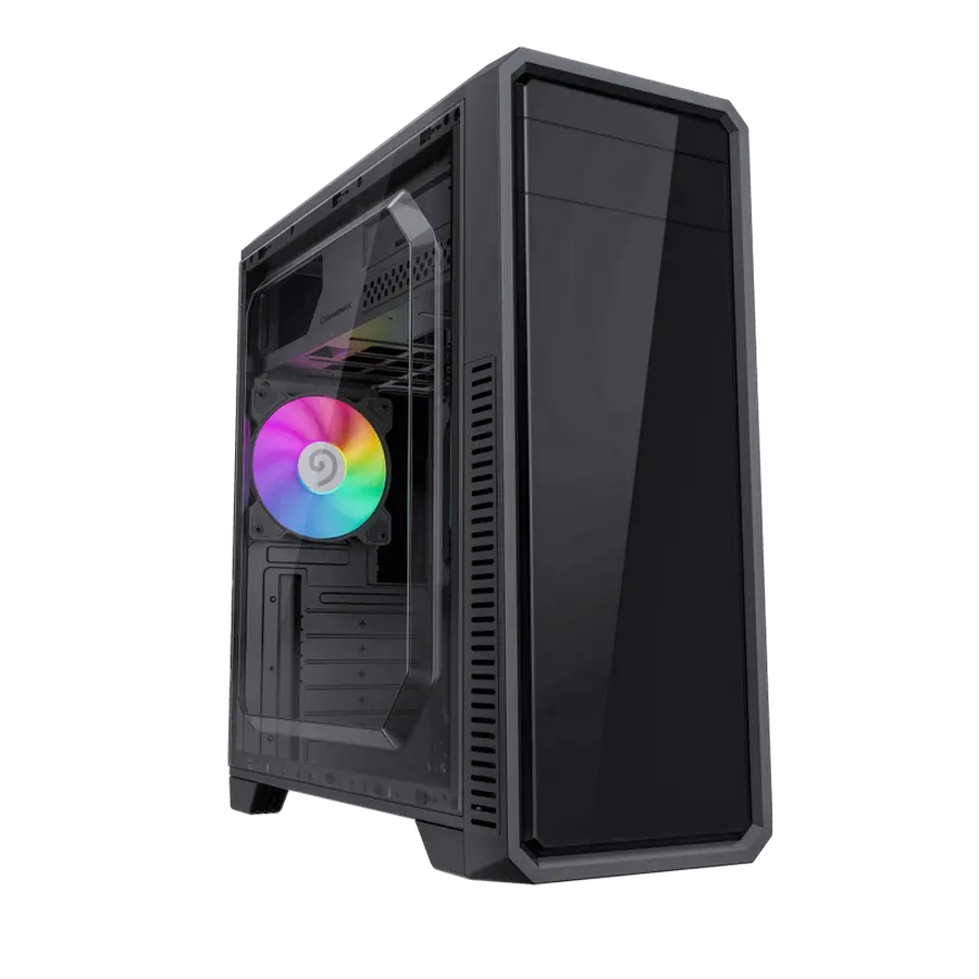 Case ATX GAMEMAX G561E-BK, w/o PSU, 0.5mm, 1x120mm FRGB fans, Transparent panel, 1xUSB3.0, 2xUSB2.0