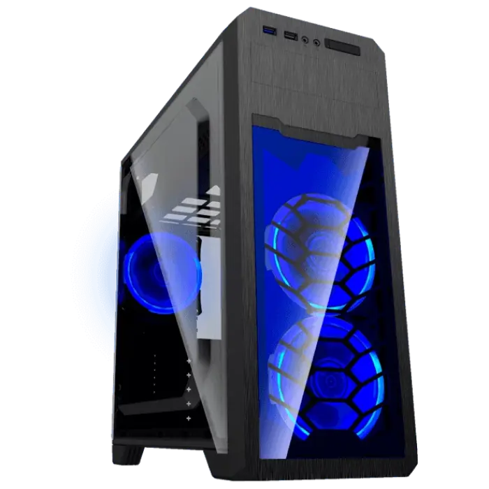 Case ATX GAMEMAX G563, w/o PSU, 0.5mm, 3x120mm FRGB, Front&Side Transparent panel,1x USB3.0, 2xUSB2.