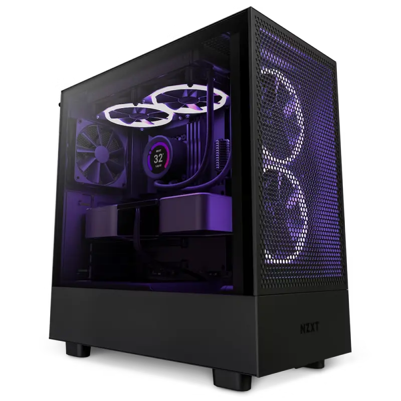 Case ATX NZXT H5 Flow, 2x120mm, Front Mesh, Tempered Glass, Dust Filter, 1xUSB 3.2, 1xUSB-C, 1x3.5"