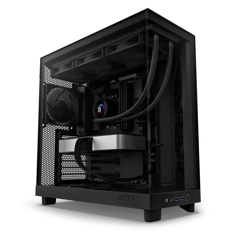 Case ATX NZXT H6 Flow, 3x120mm, Panoramic Paneling, Dual-Chamber, Tempered Glass, Dust Filter, 2xUSB