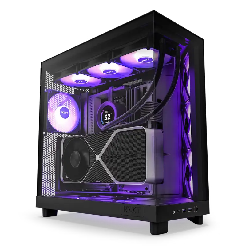 Case ATX NZXT H6 Flow RGB, 3x120mm RGB, Panoramic Paneling, Dual-Chamber, Tempered Glass, Dust Filte