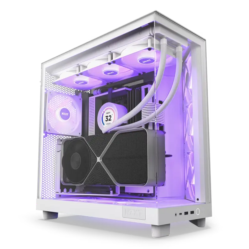 Case ATX NZXT H6 Flow RGB, 3x120mm RGB, Panoramic Paneling, Dual-Chamber, Tempered Glass, Dust Filte