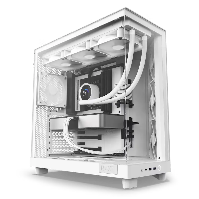 Case ATX NZXT H6 Flow, 3x120mm, Panoramic Paneling, Dual-Chamber, Tempered Glass, Dust Filter, 2xUSB