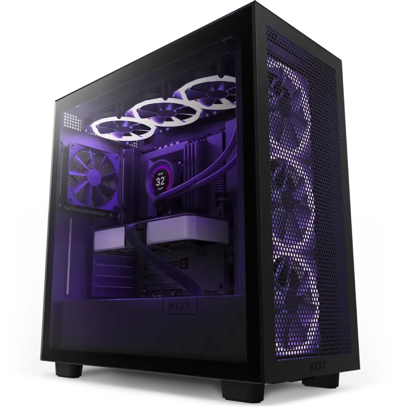 Case ATX NZXT H7 Flow, 2x120mm, Mesh Front, Tempered Glass, Dust Filter, 2xUSB 3.2, 1xUSB-C, 2x3.5"