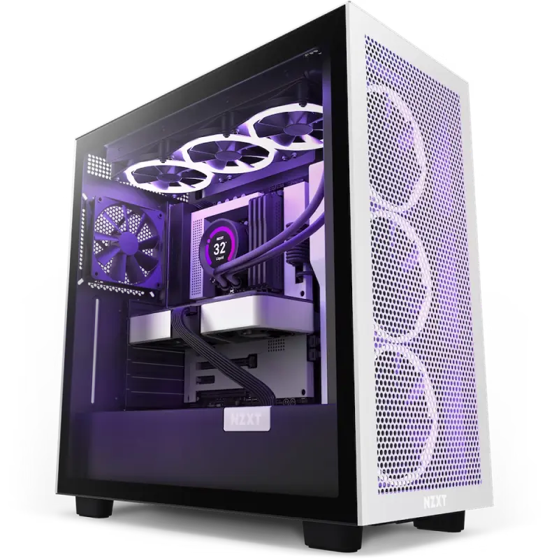 Case ATX NZXT H7 Flow, 2x120mm, Mesh Front, Tempered Glass, Dust Filter, 2xUSB 3.2, 1xUSB-C, 2x3.5"