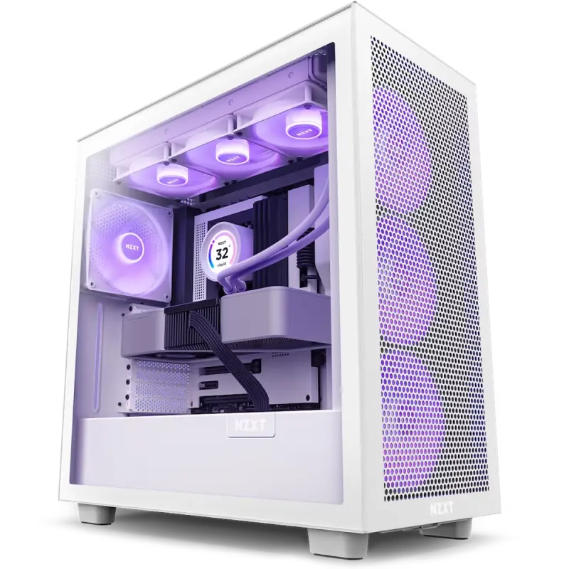 Case ATX NZXT H7 Flow RGB, 3x140mm RGB & 1x120mm, Mesh Front, Tempered Glass, Dust Filter, 2xUSB 3.2