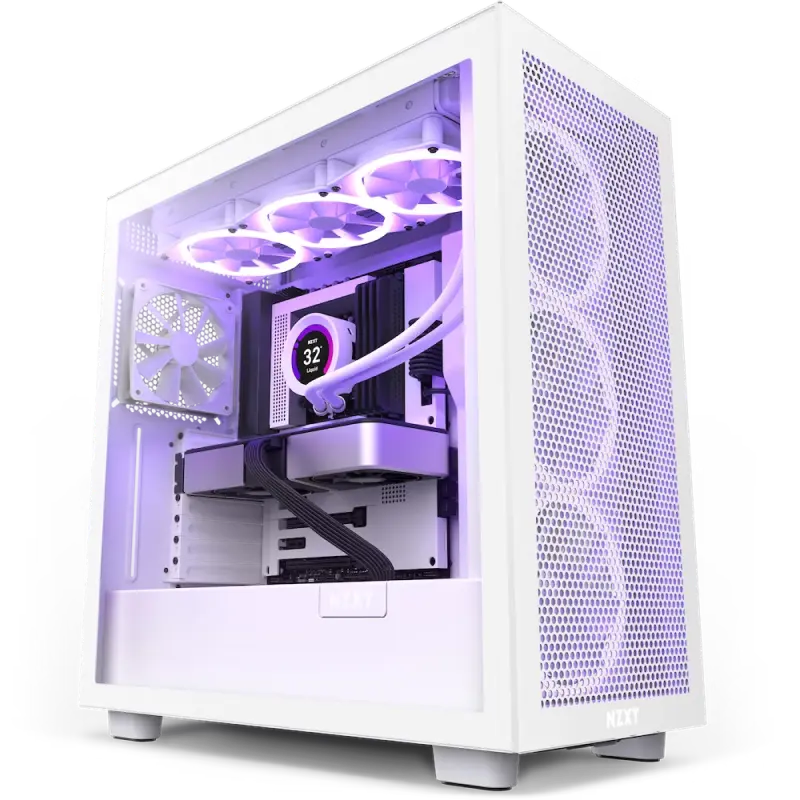 Case ATX NZXT H7 Flow, 2x120mm, Mesh Front, Tempered Glass, Dust Filter, 2xUSB 3.2, 1xUSB-C, 2x3.5"