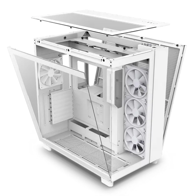 Case ATX NZXT H9 Flow, 4x120mm, Dual-Chamber, Front&Side Tempered Glass, Dust Filter, 2xUSB 3.2, 1xU