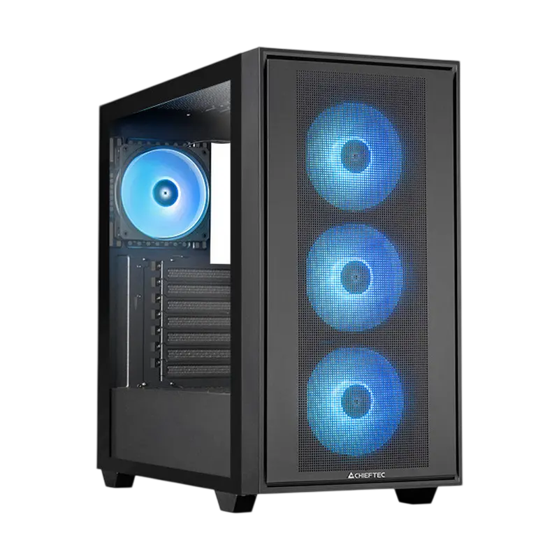 Case ATX Chieftec HUNTER 3, w/o PSU, 0.7mm, 4x120mm ARGB fans, ARGB Hub, Front Mesh, Tempered Glass