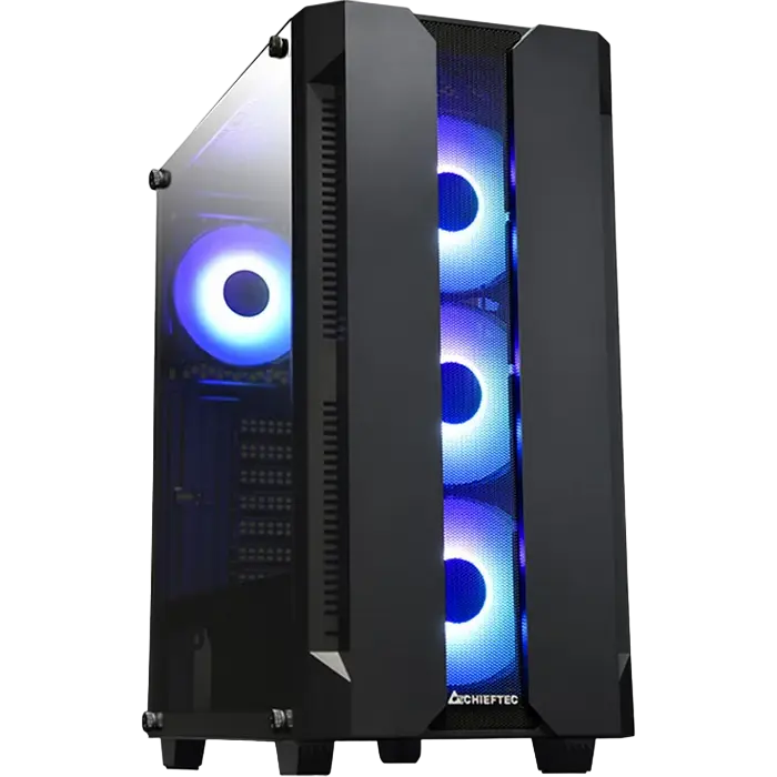 Case ATX Chieftec HUNTER, w/o PSU, 0.5mm, 4x120mm ARGB fans, ARGB Hub, Front Mesh, Tempered Glass, 2