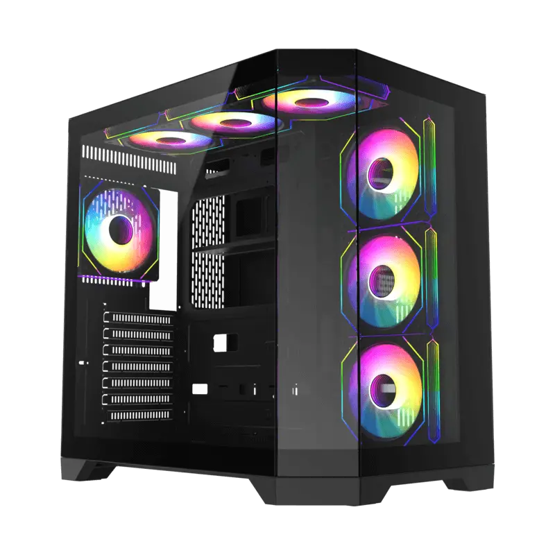 Case ATX GAMEMAX Hype-A, w/o PSU, 0.5mm, 4x120mm ARGB fans, ARGB Hub, Front&Side Tempered Glass, D