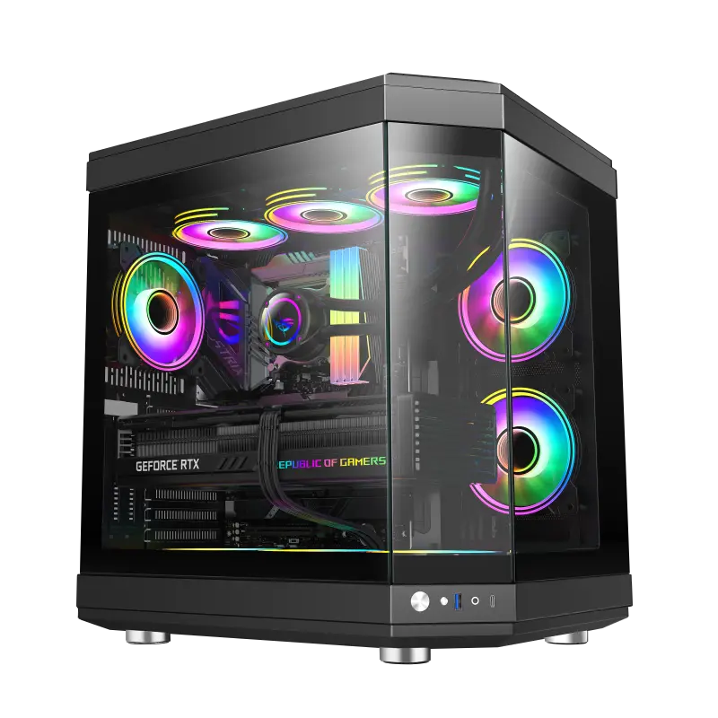 Case ATX GAMEMAX HYPE, w/o PSU, 0.8mm, 3x120mm ARGB fans, ARGB Hub, TG, Fish tank design, Dust Filt