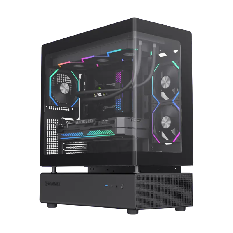 Case ATX GAMEMAX N80, w/o PSU, 0.8mm, 6x120mm ARGB fans, Front&Side TG, Modular design, Vertical GPU