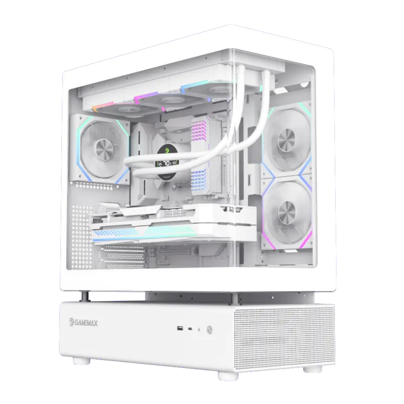 Case ATX GAMEMAX N80, w/o PSU, 0.8mm, 6x120mm ARGB fans, Front&Side TG, Modular design, Vertical GPU