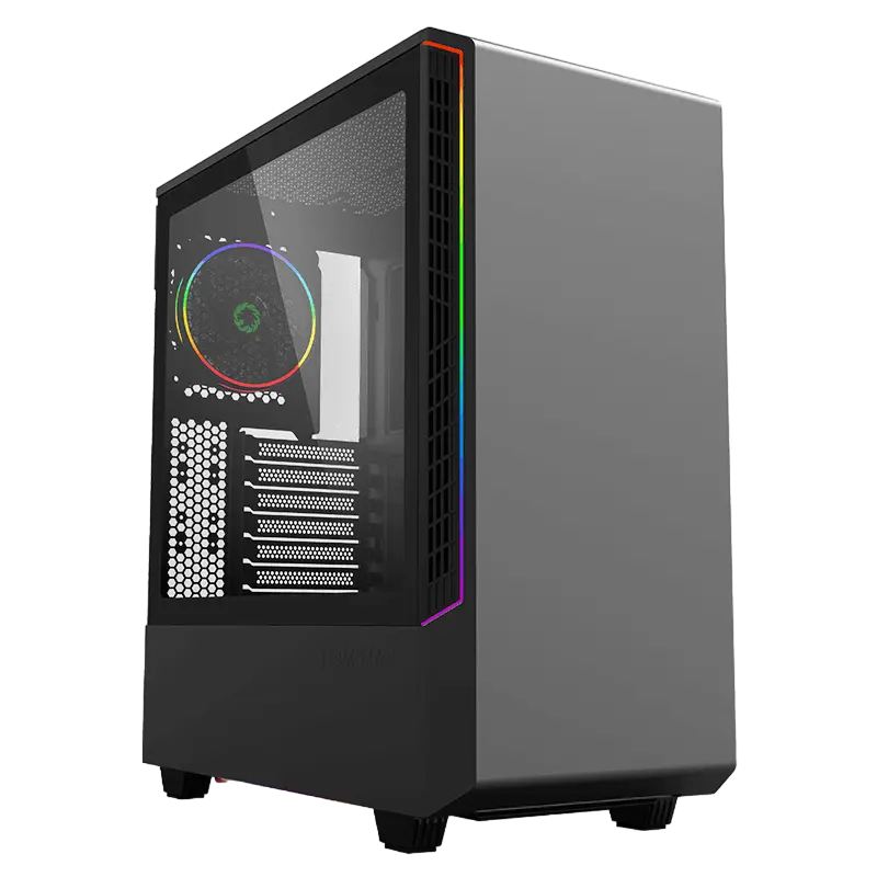 Case ATX GAMEMAX Panda, w/o PSU, 0.8/0.6mm, 1x120mm ARGB fan, 3xARGB LED strip, PWM/Rainbow HUB, Tem