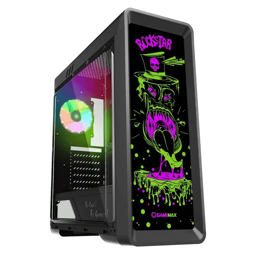 Case ATX GAMEMAX RockStar ARGB, w/o PSU, 0,5mm, 1x120mm ARGB, 18 RGB LED Front Panel, ARGB Hub & Str
