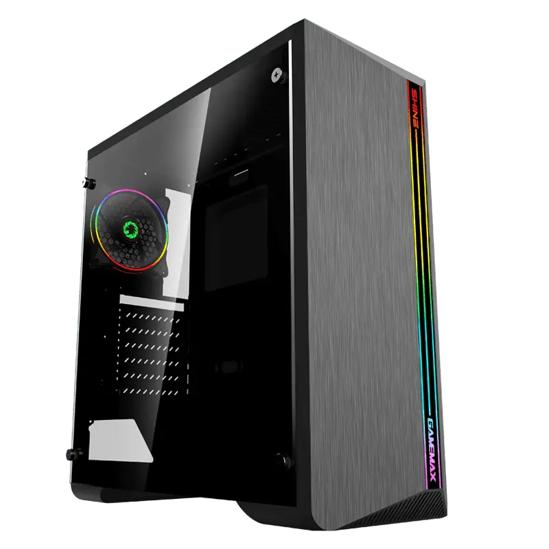 Case ATX GAMEMAX Shine, w/o PSU, 0.5mm, 1x120mm ARGB. ARGB Strip, ARGB Hub, Tempered Glass, Dust Fil