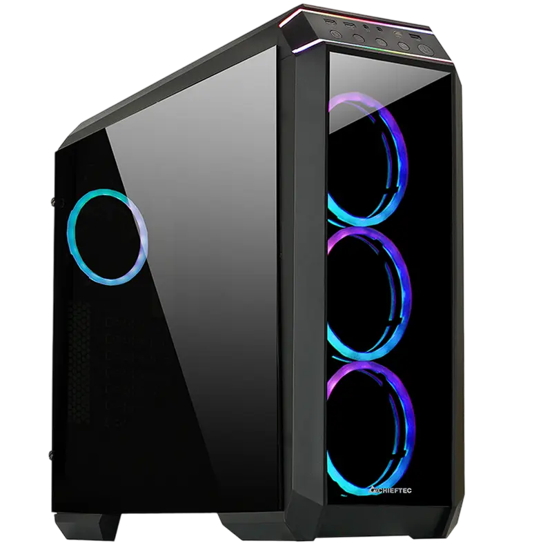 Carcasă ATX Chieftec STALLION II, fără sursă, 4x120mm ARGB, sticlă securizată față și lateral, USB-C