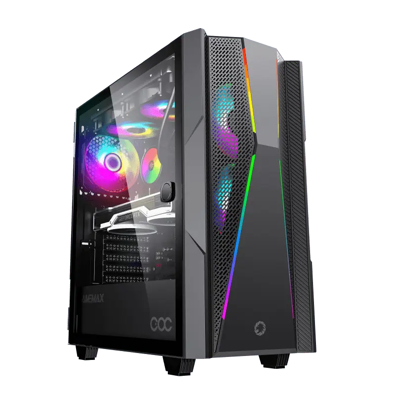 Case ATX GAMEMAX Typhoon COC, w/o PSU, 0.5mm, 1x120mm ARGB, 4xARGB strips, ARGB Hub, Front Mesh, TG