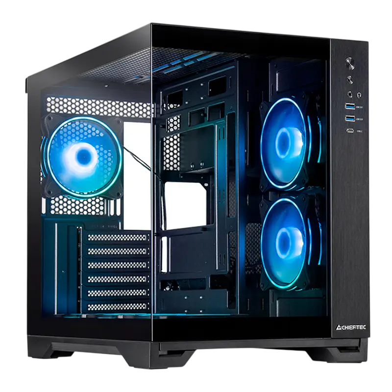 Case ATX Chieftec Visio, w/o PSU, 0,65/0.9mm, 6x120mm ARGB, Front&Side Tempered Glass, Dual-chamber