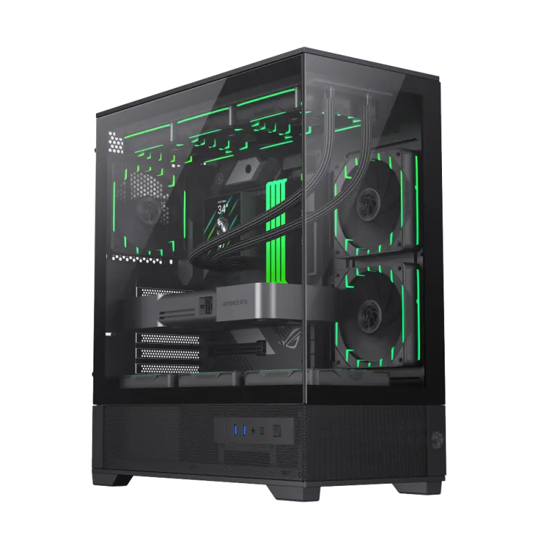 Case ATX GAMEMAX Vista 2 AB, w/o PSU, 0.6mm, 3x120mm ARGB, ARGB Hub, RC, Front&Side Tempered Glass