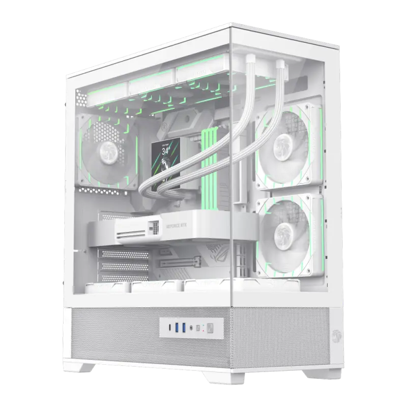Case ATX GAMEMAX Vista 2 AW, w/o PSU, 0.6mm, 3x120mm ARGB, ARGB Hub, RC, Front&Side Tempered Glass