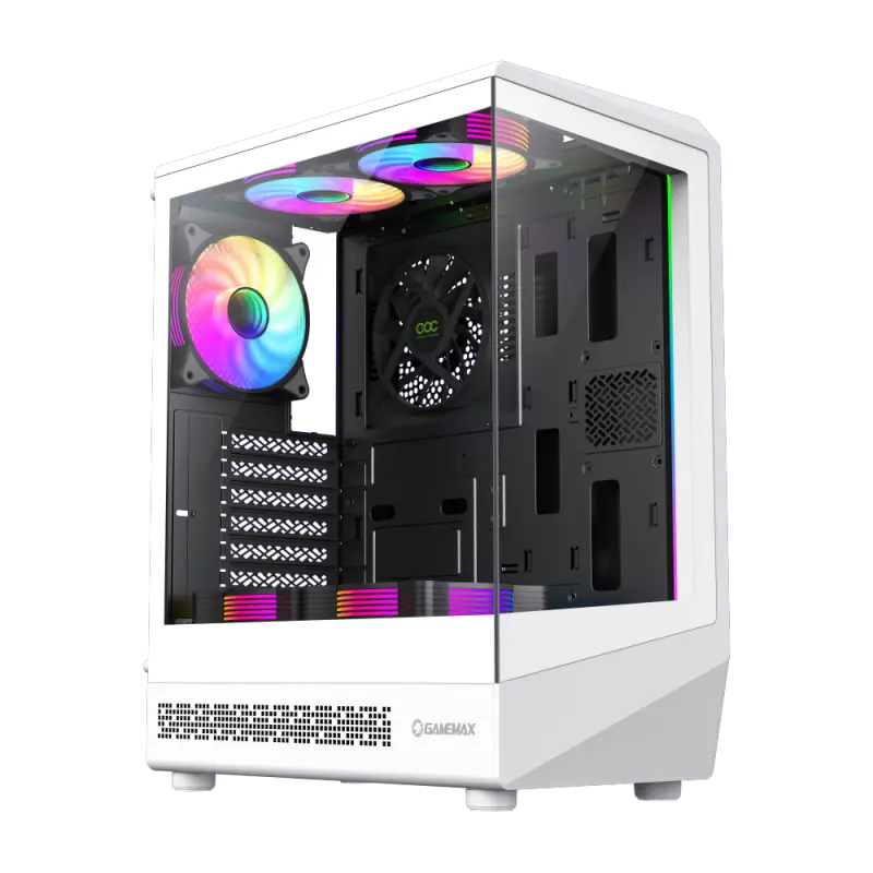 Case ATX GAMEMAX Vista COC AW, w/o PSU, 0.6mm, 5x120mm ARGB, ARGB Strip, Front&Side TG, 1xUSB-C, 1xU