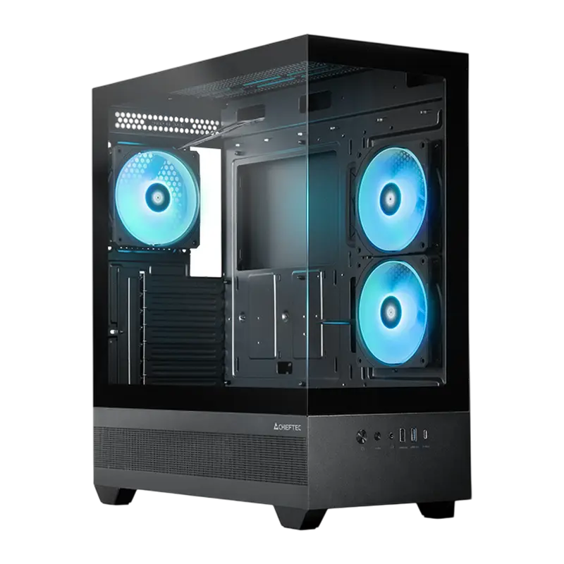 Case ATX Chieftec VISTA, w/o PSU, 0,8mm, 3x120mm ARGB, Temperd Glass, Controller RGB, 1xUSB3.0, 1xUS