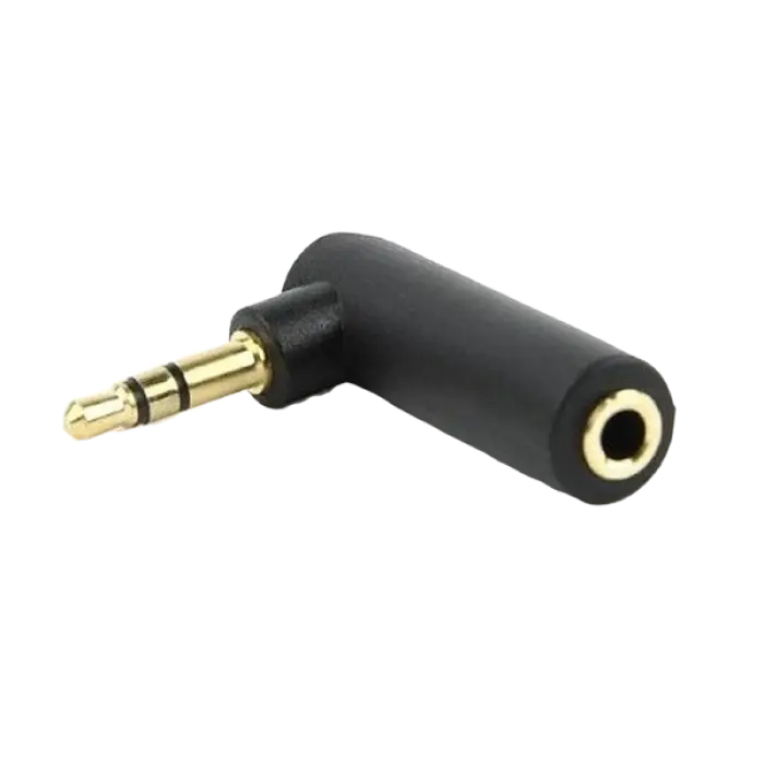 Audio adapter 3-pin*3.5 mm jack angled 90 ° to *3.5 mm jack socket, Cablexpert, A-3.5M-3.5FL
