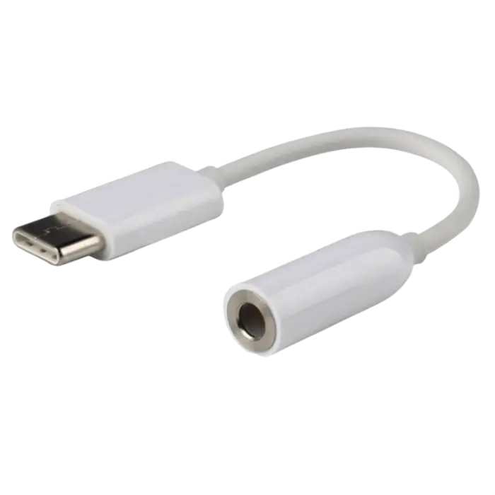 Audio adapter Type-C male/ 3.5mm stereo-audio female, CM/jackF, White, Cablexpert, CCA-UC3.5F-01-W