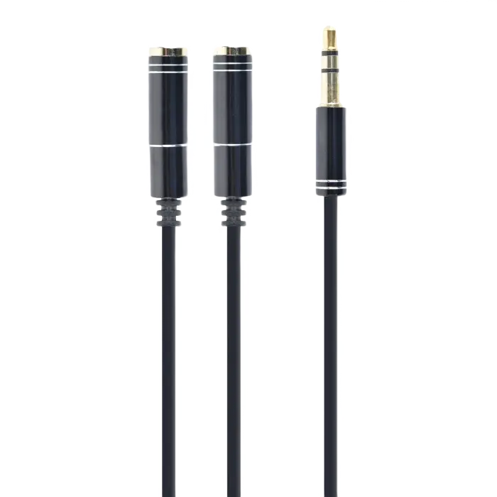 Audio spliter cable 0.1m 3.5mm 3pin plug to 3.5 mm stereo + mic sockets, Cablexpert CCA-415M-0.1M