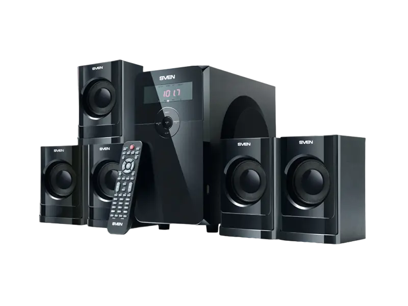 Audio System 5.1 SVEN "HT-200" 80w, USB, SD, FM, Display, RC, Black