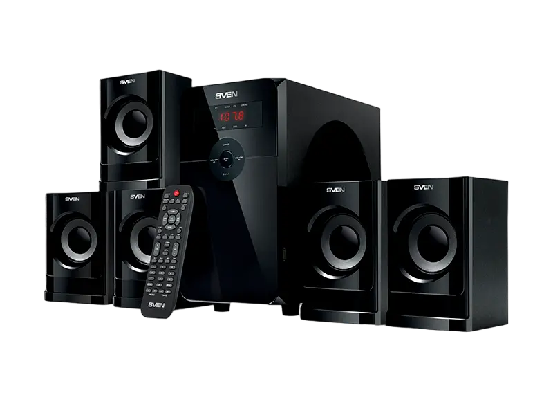 Audio System 5.1 SVEN "HT-201" 80w, USB, SD, FM, Display, RC, Black