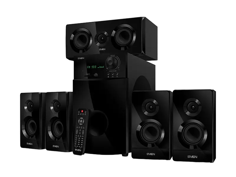 Audio System 5.1 SVEN "HT-210" 125w, USB, SD, FM, Display, RC, Black