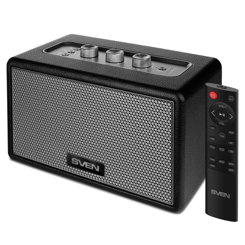 Audio System SVEN HA-950 black, MDF, PU leather, 60W, Bluetooth, USB, Micro SD, Remote