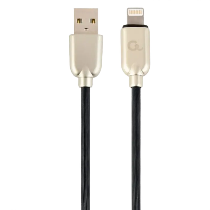 Blister Lightning 8-pin/USB2.0, 2.0m Cablexpert Premium Rubber Black, CC-USB2R-AMLM-2M