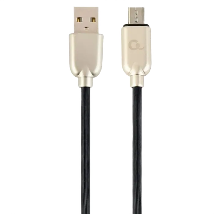 Blister MicroUSB/USB2.0, 1.0 m, Cablexpert Premium Rubber Black, CC-USB2R-AMmBM-1M