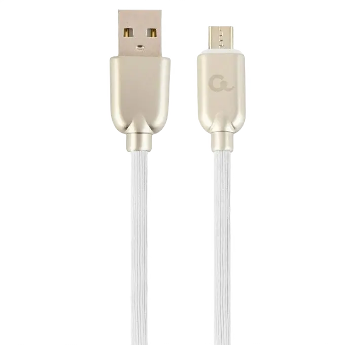 Blister MicroUSB/USB2.0, 1.0 m, Cablexpert Premium Rubber White, CC-USB2R-AMmBM-1M-W