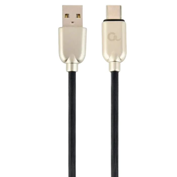 Blister Type-C /USB2.0, AM/CM, 2.0m, Cablexpert Premium Ruber Black, CC-USB2R-AMCM-2M