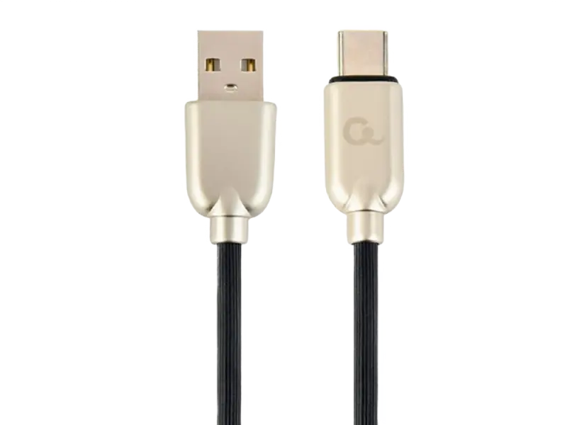 Blister Type-C /USB2.0, AM/CM, 1.0m, Cablexpert Premium Ruber Black, CC-USB2R-AMCM-1M